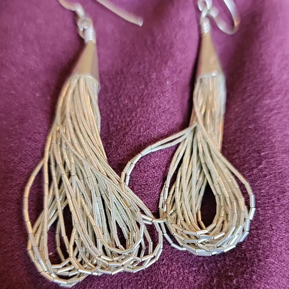 Elegant Sterling Silver Dangle Earrings - Picture 6 of 7